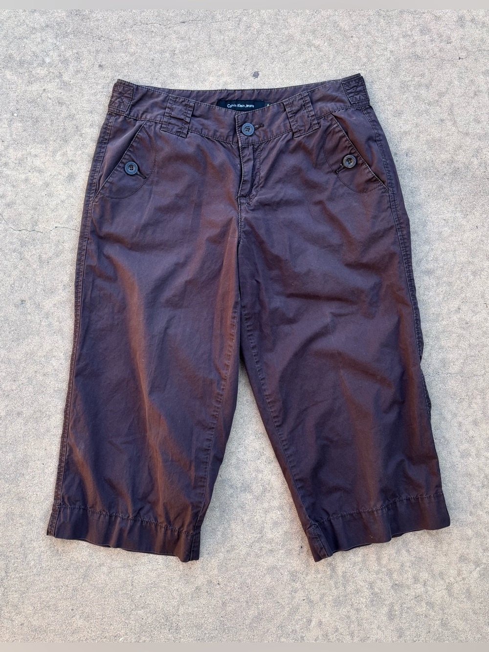 Calvin Klein Jeans Women’s 8 100% Cotton Chocolate Brown Capris Utility Cropped